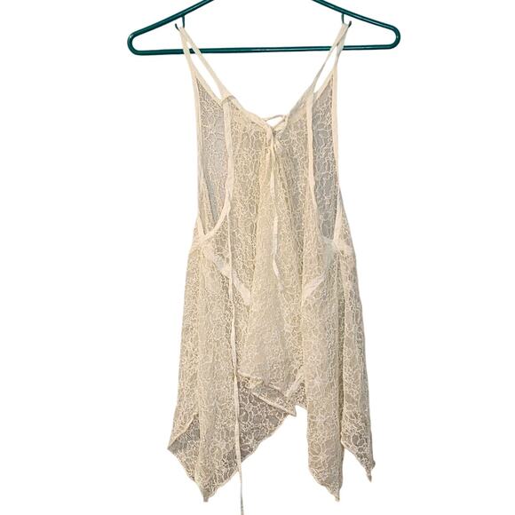 Ecote Size Extra Small XS Cream Ivory Lace See Through Blouse Urban Outfitters - Picture 1 of 6